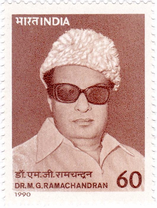 1990 India Post stamp of Dr. M.G. Ramachandran